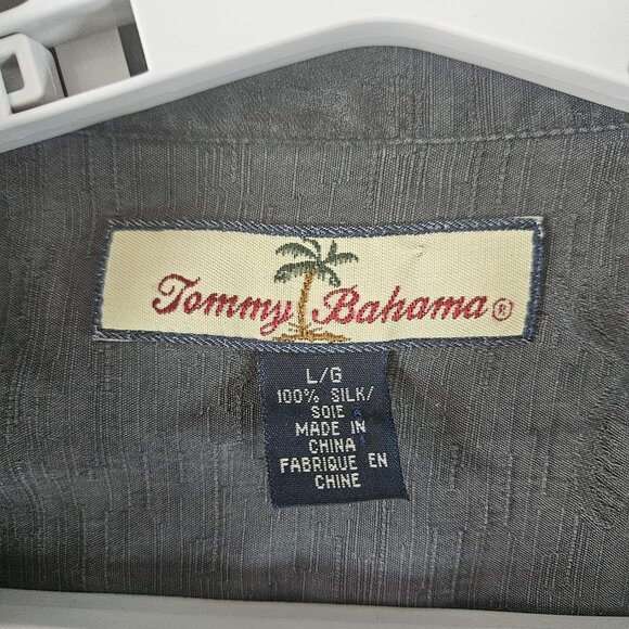Tommy Bahama Men's Shirt Size Large Silk Short Sleeve Black Button Up Palm Trees - Picture 3 of 9